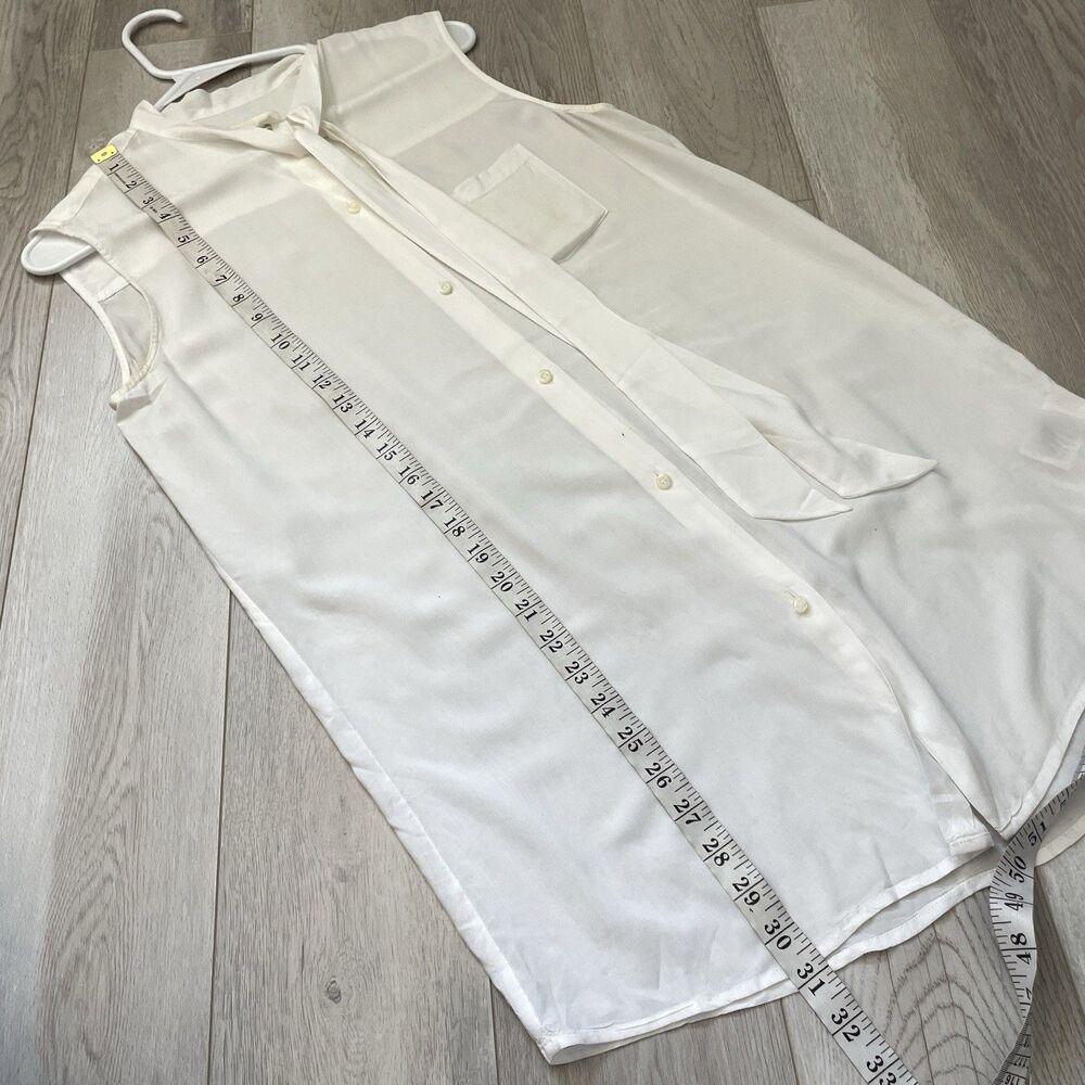 Diesel Buttonup Tunic silk sleeveless tie collar long womens White (medium) - Picture 5 of 6